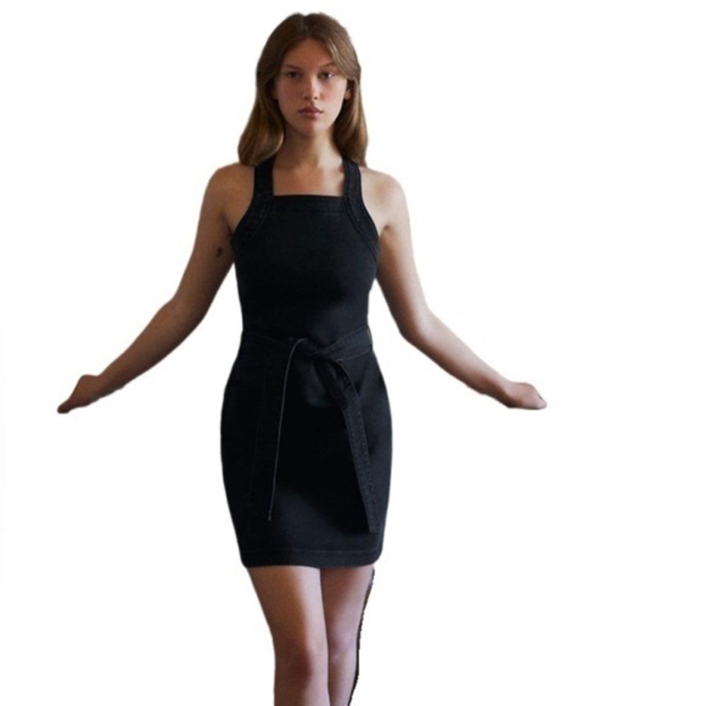 Zara Denim Mini Dress Crossback Belted